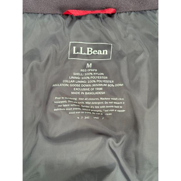 L.L. Bean Puffer Vest Mens Medium Goose Down Red Full Zip Jacket Pockets - Picture 6 of 6